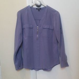 Express two pocket zip front blouse